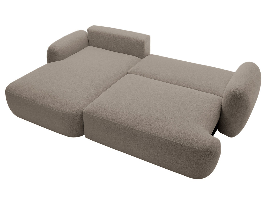 Canapé d'angle gauche convertible avec coffre en tissu bouclette Berenice