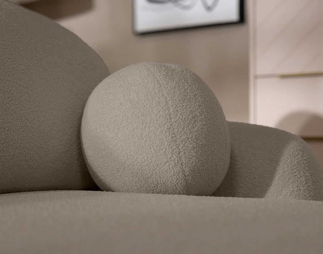 Canapé d'angle gauche convertible avec coffre en tissu bouclette Berenice