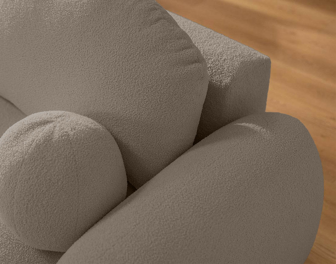 Canapé d'angle gauche convertible avec coffre en tissu bouclette Berenice