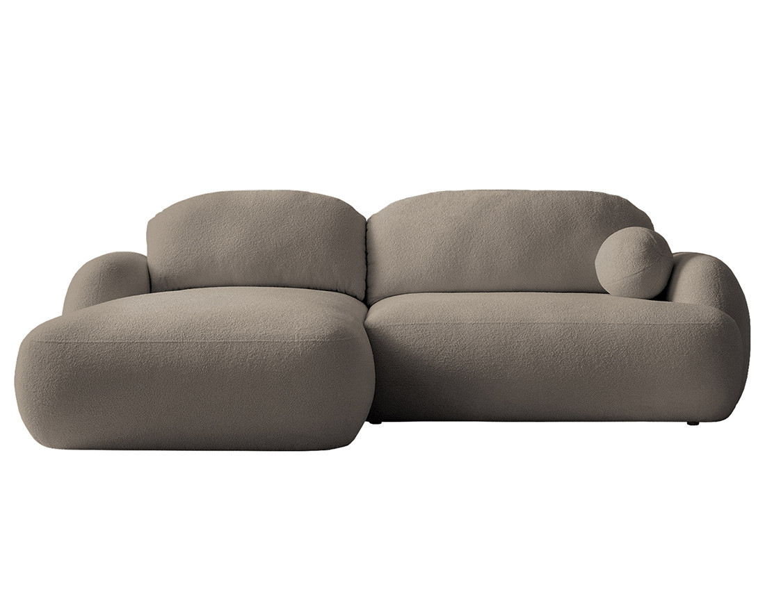 Canapé d'angle gauche convertible avec coffre en tissu bouclette Berenice