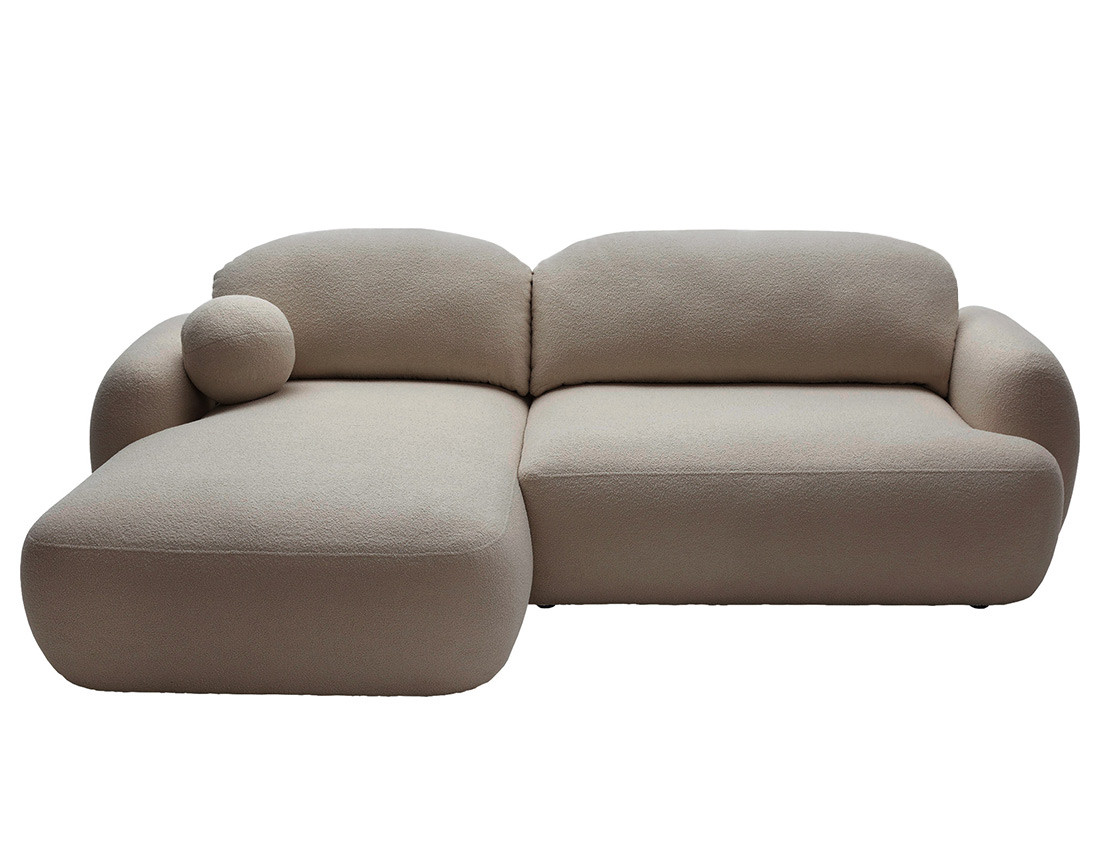 Canapé d'angle gauche convertible avec coffre en tissu bouclette Berenice