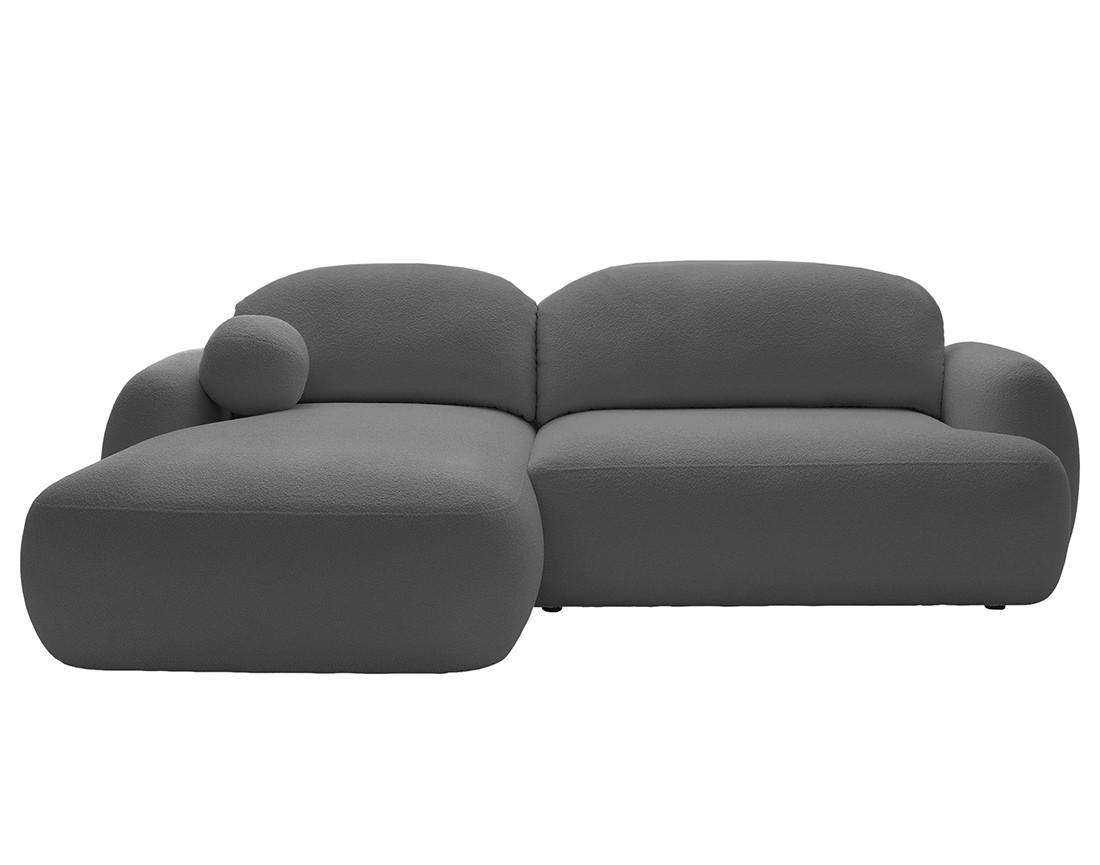 Canapé d'angle gauche convertible avec coffre en tissu bouclette Berenice