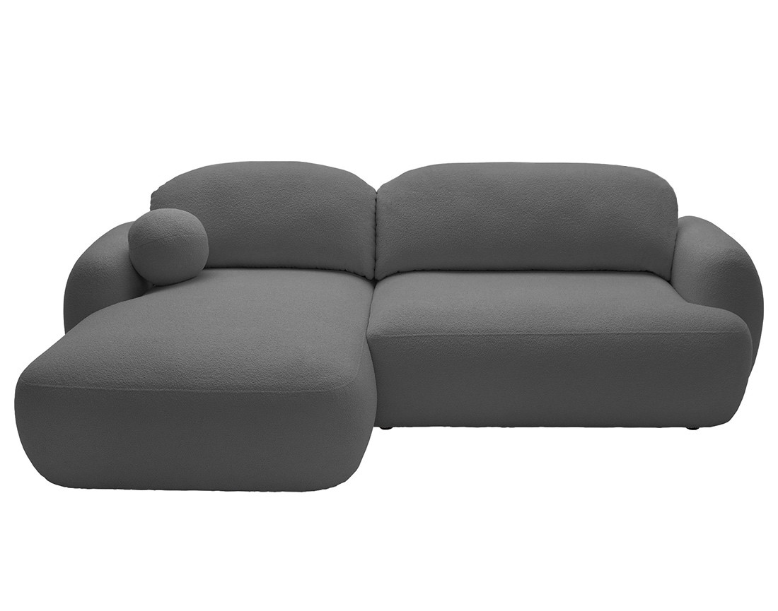 Canapé d'angle gauche convertible avec coffre en tissu bouclette Berenice