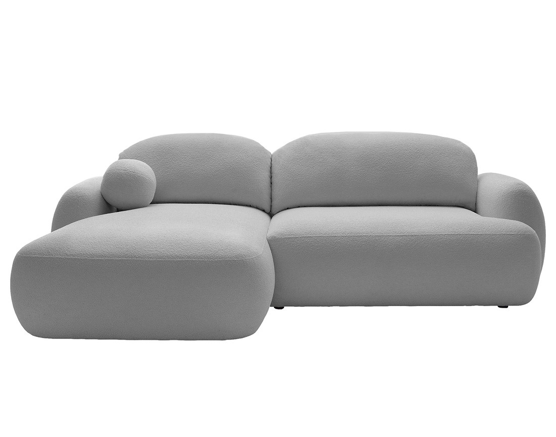 Canapé d'angle gauche convertible avec coffre en tissu bouclette Berenice