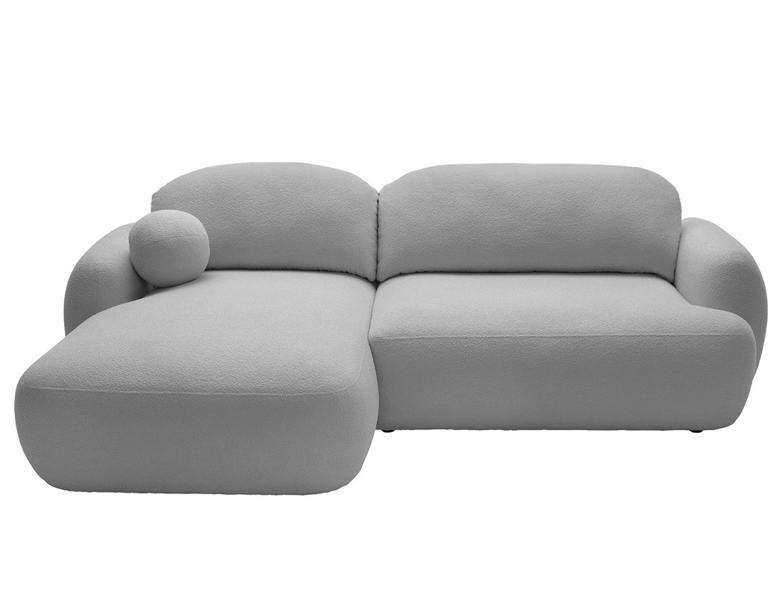 Canapé d'angle gauche convertible avec coffre en tissu bouclette Berenice