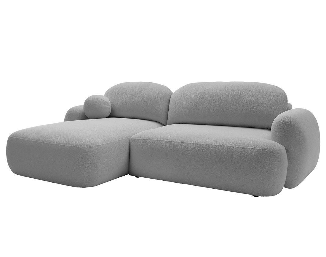 Canapé d'angle gauche convertible avec coffre en tissu bouclette Berenice