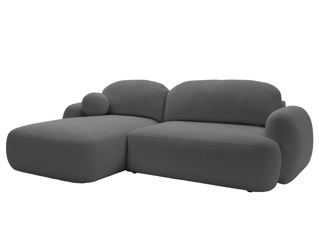 Canapé d'angle gauche convertible avec coffre en tissu bouclette Berenice