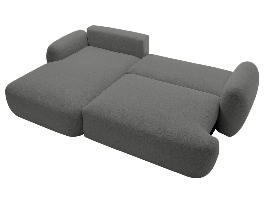 Canapé d'angle gauche convertible avec coffre en tissu bouclette Berenice