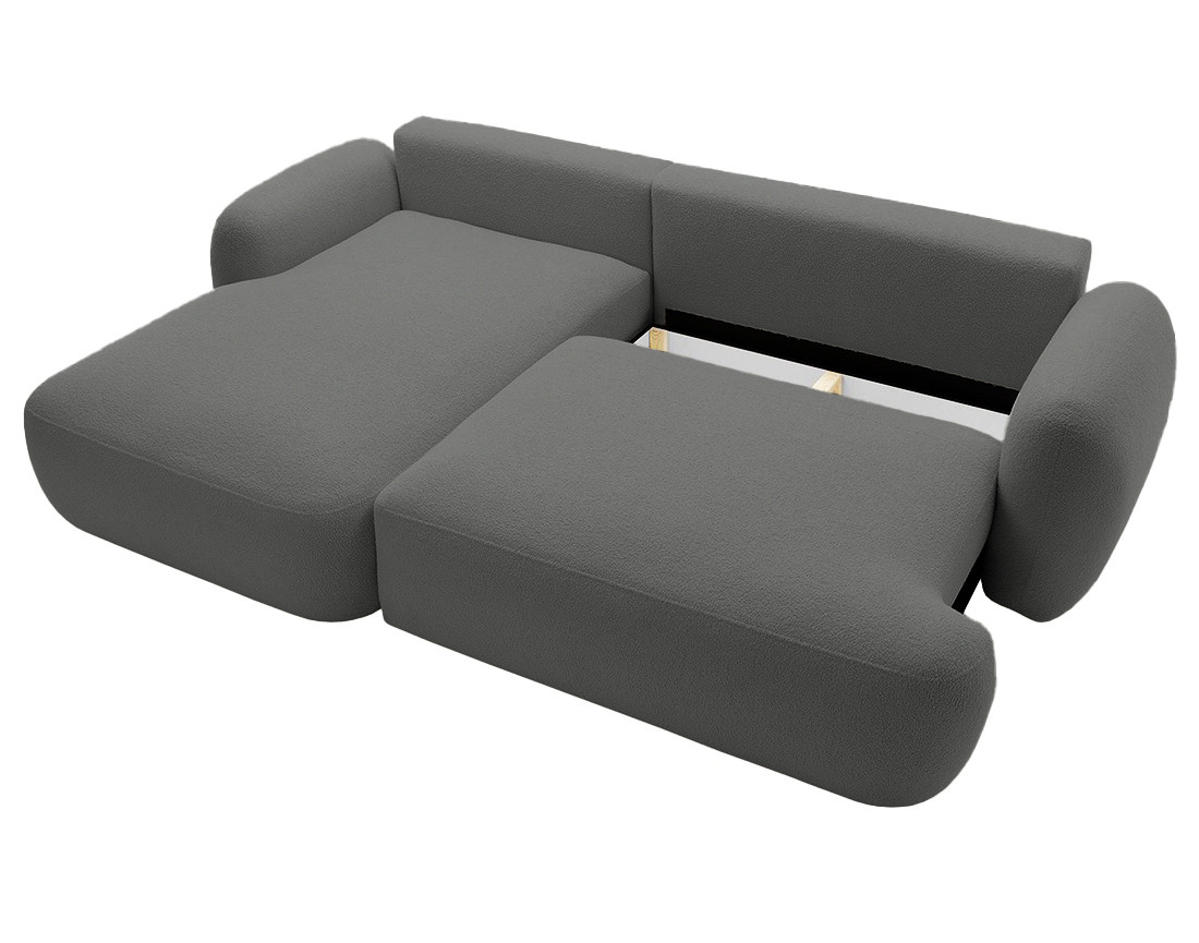 Canapé d'angle gauche convertible avec coffre en tissu bouclette Berenice