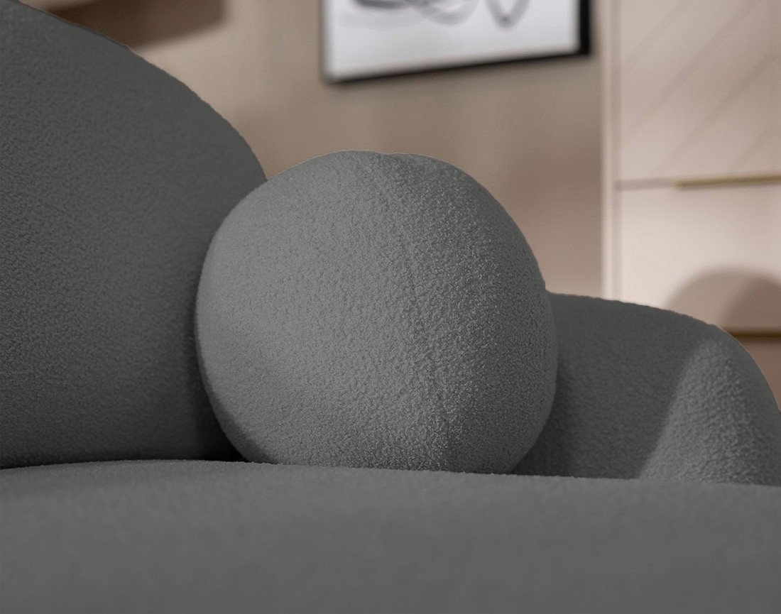 Canapé d'angle gauche convertible avec coffre en tissu bouclette Berenice