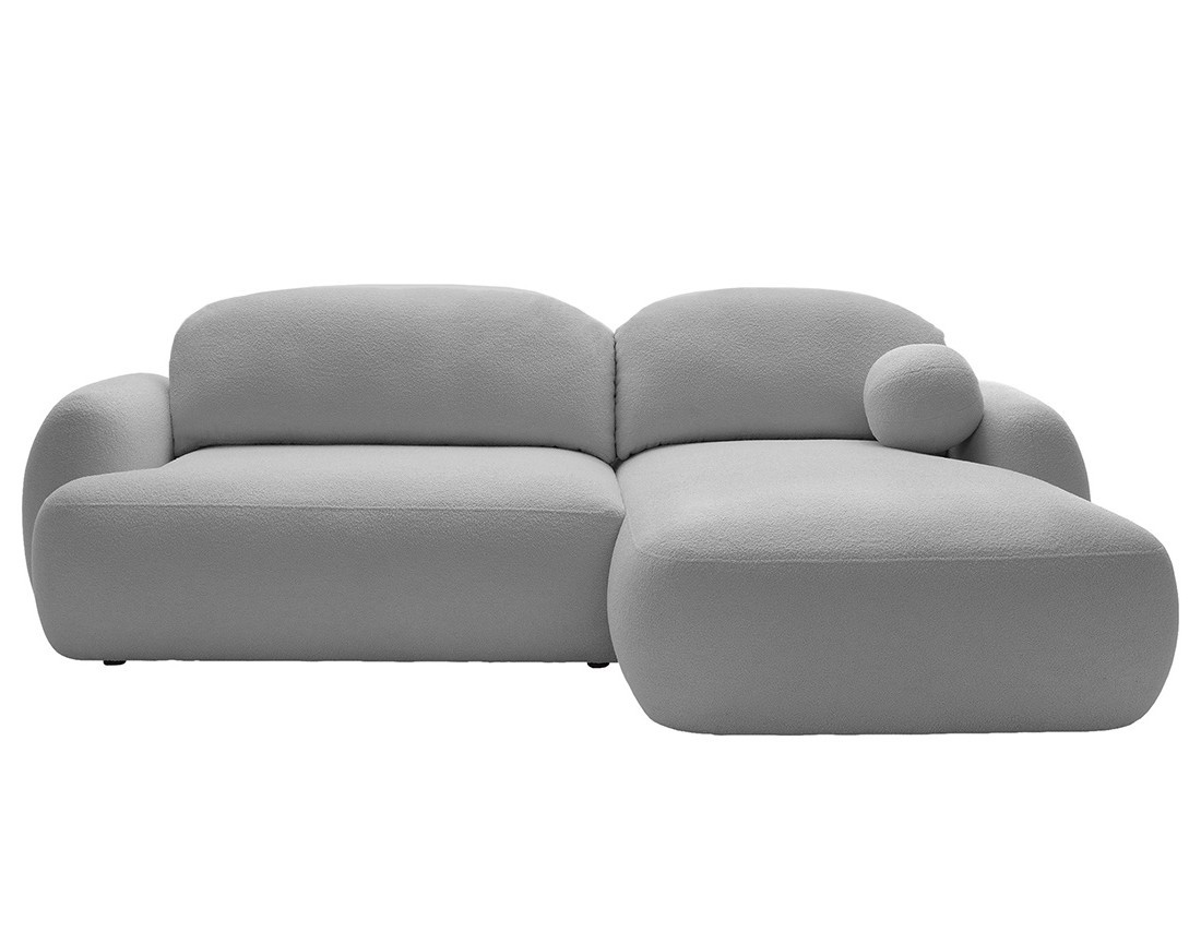 Canapé d'angle droit convertible avec coffre en tissu bouclette Berenice