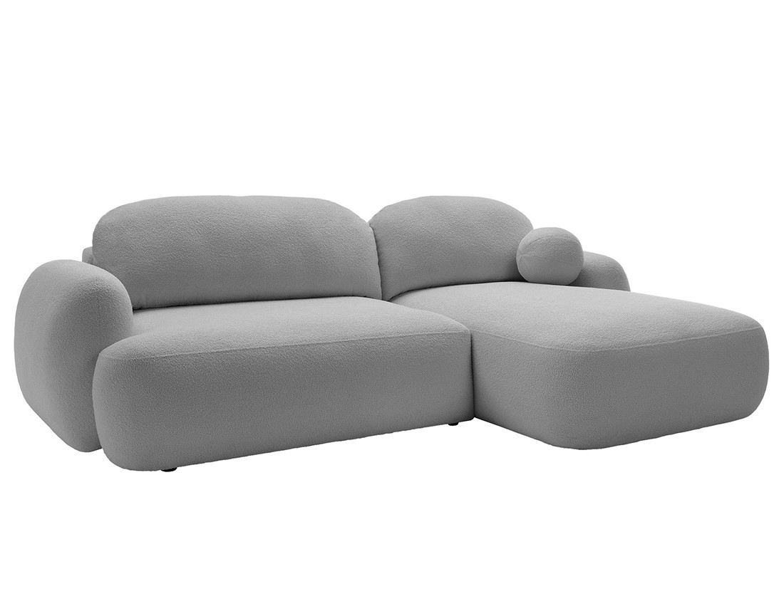 Canapé d'angle droit convertible avec coffre en tissu bouclette Berenice