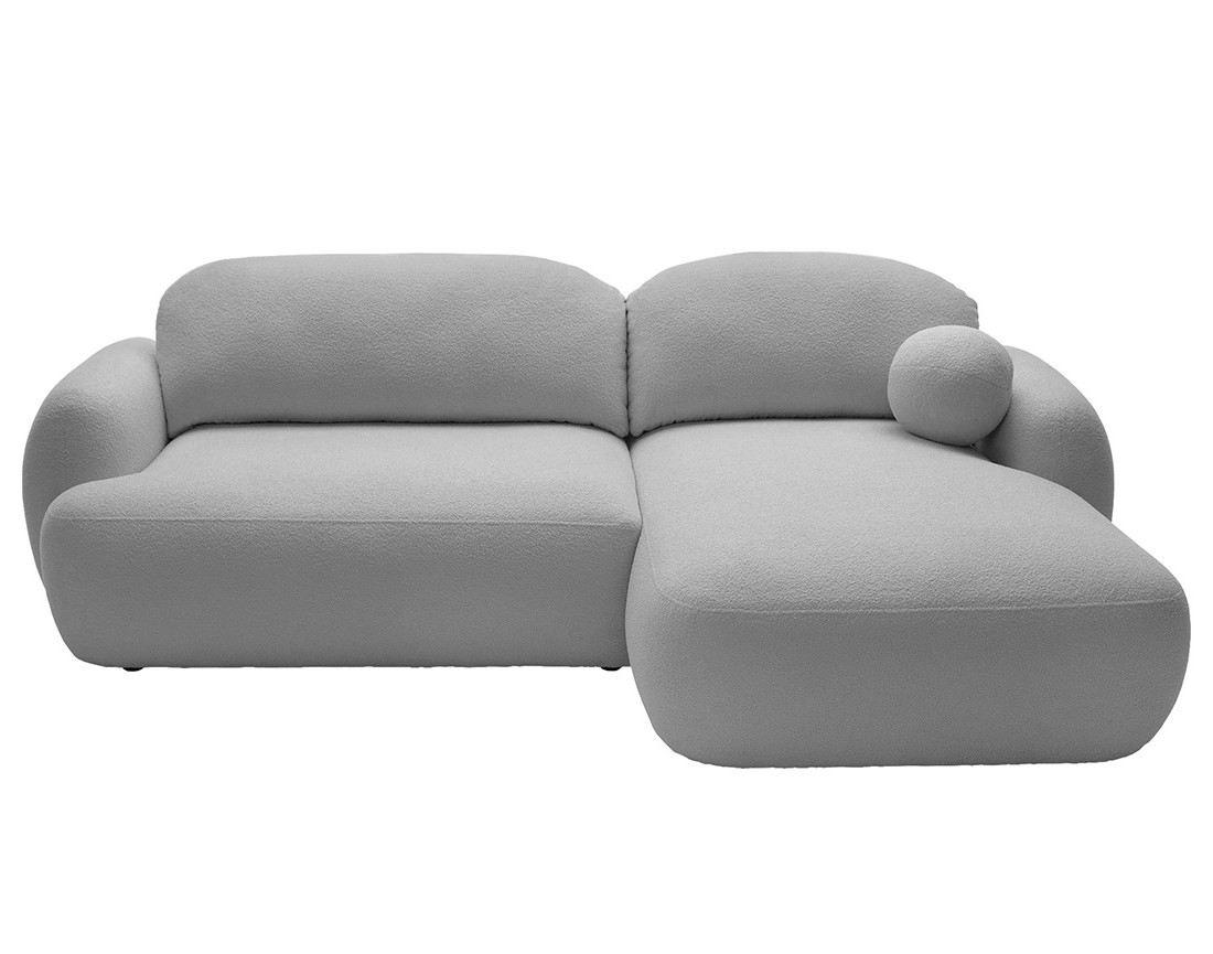 Canapé d'angle droit convertible avec coffre en tissu bouclette Berenice