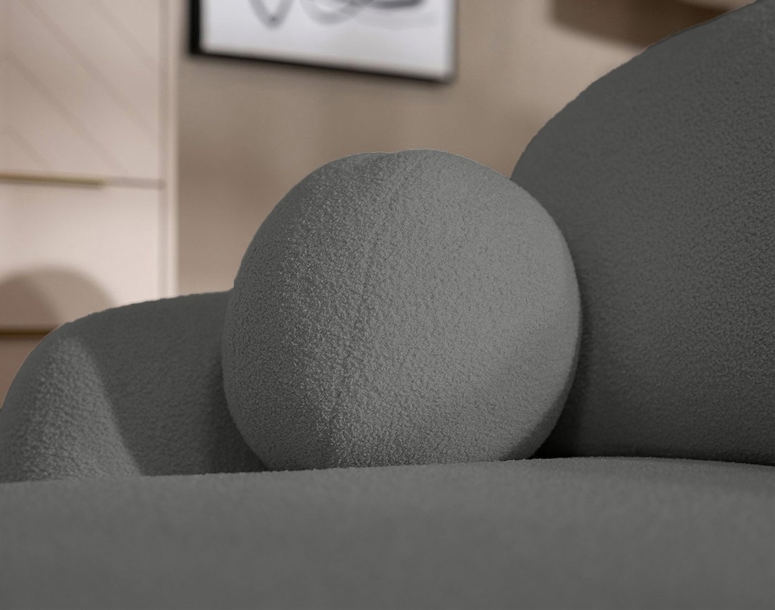 Canapé d'angle droit convertible avec coffre en tissu bouclette Berenice