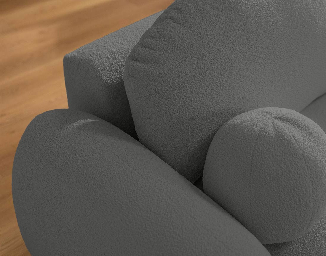 Canapé d'angle droit convertible avec coffre en tissu bouclette Berenice