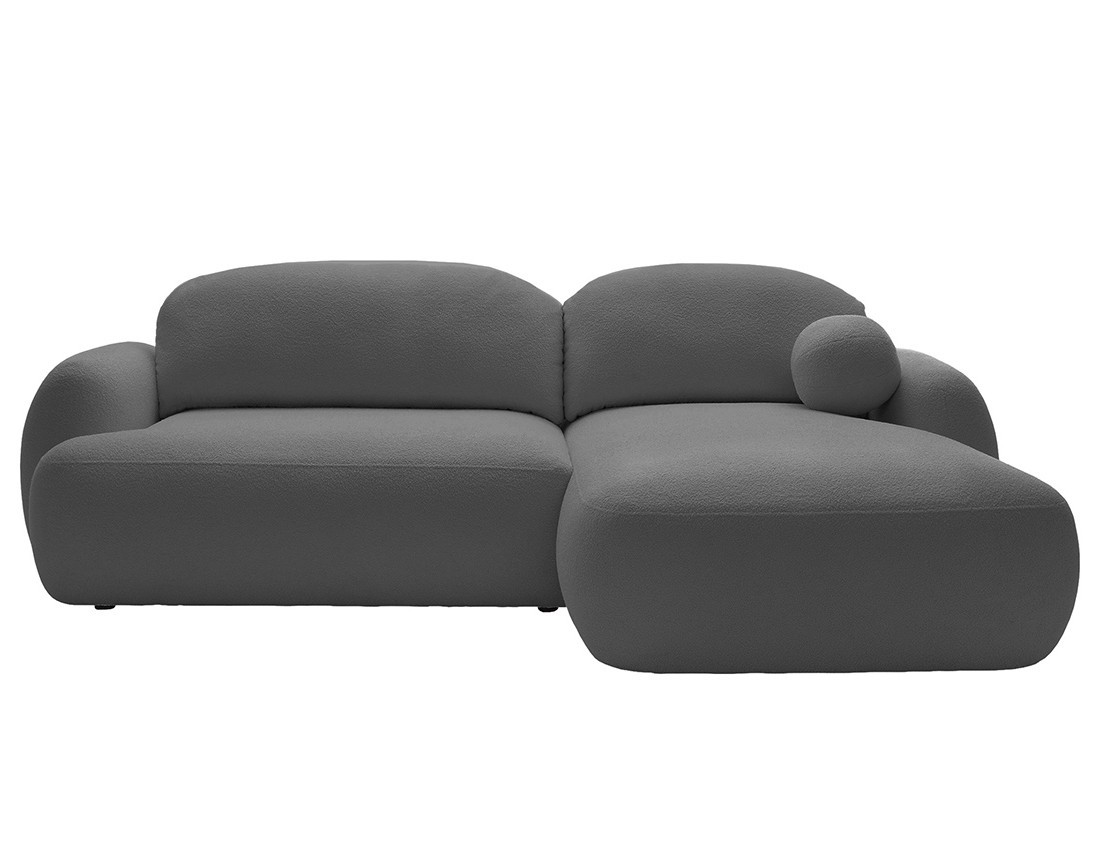 Canapé d'angle droit convertible avec coffre en tissu bouclette Berenice