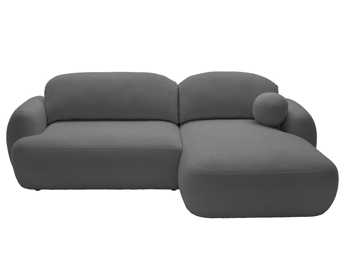 Canapé d'angle droit convertible avec coffre en tissu bouclette Berenice