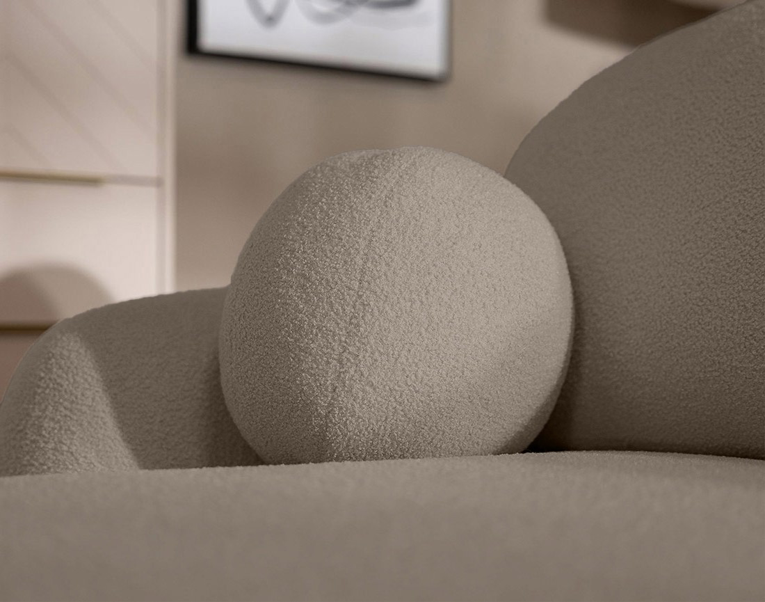 Canapé d'angle droit convertible avec coffre en tissu bouclette Berenice