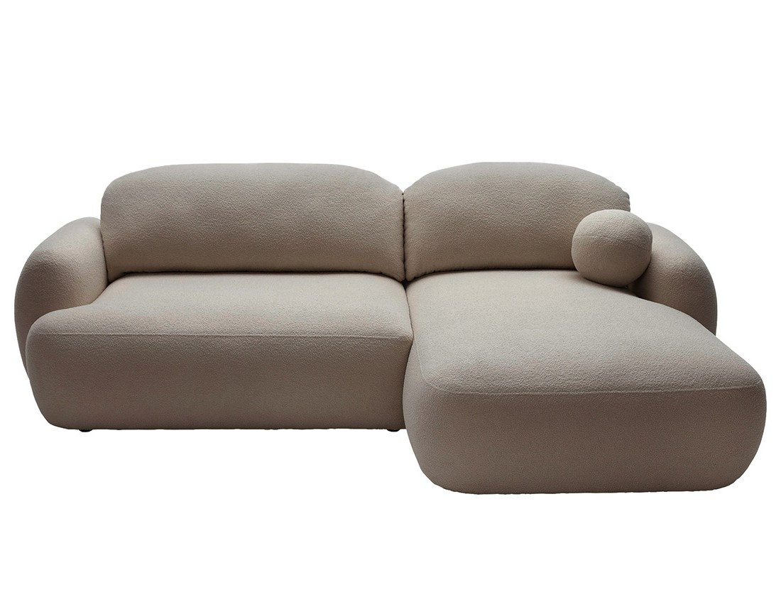 Canapé d'angle droit convertible avec coffre en tissu bouclette Berenice