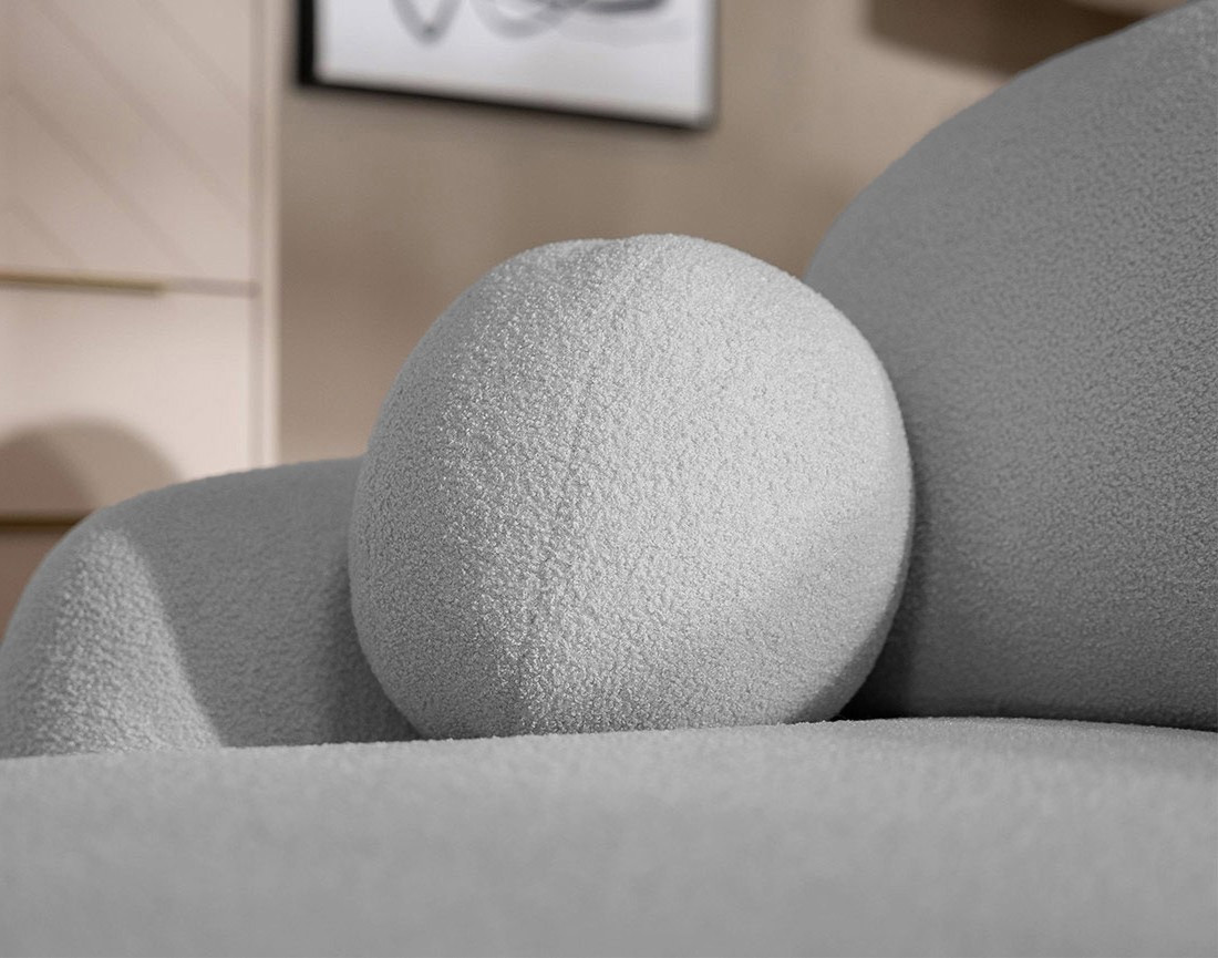 Canapé d'angle droit convertible avec coffre en tissu bouclette Berenice