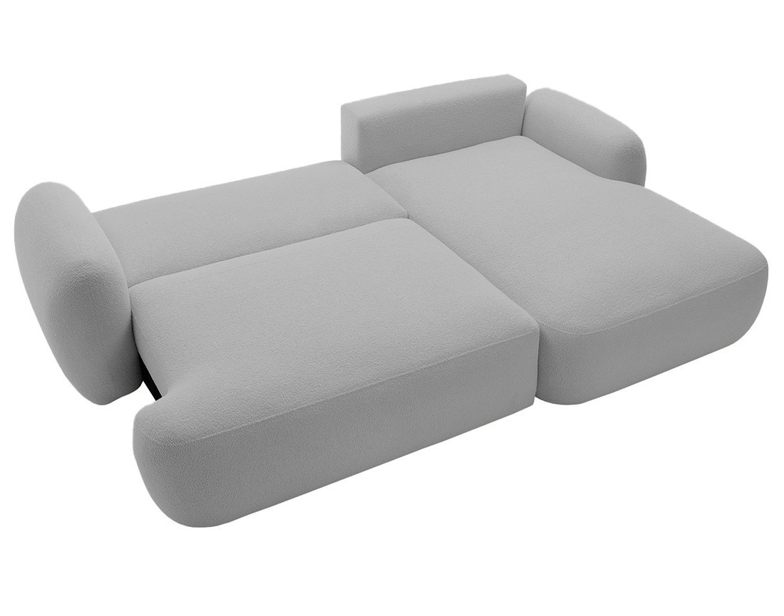 Canapé d'angle droit convertible avec coffre en tissu bouclette Berenice