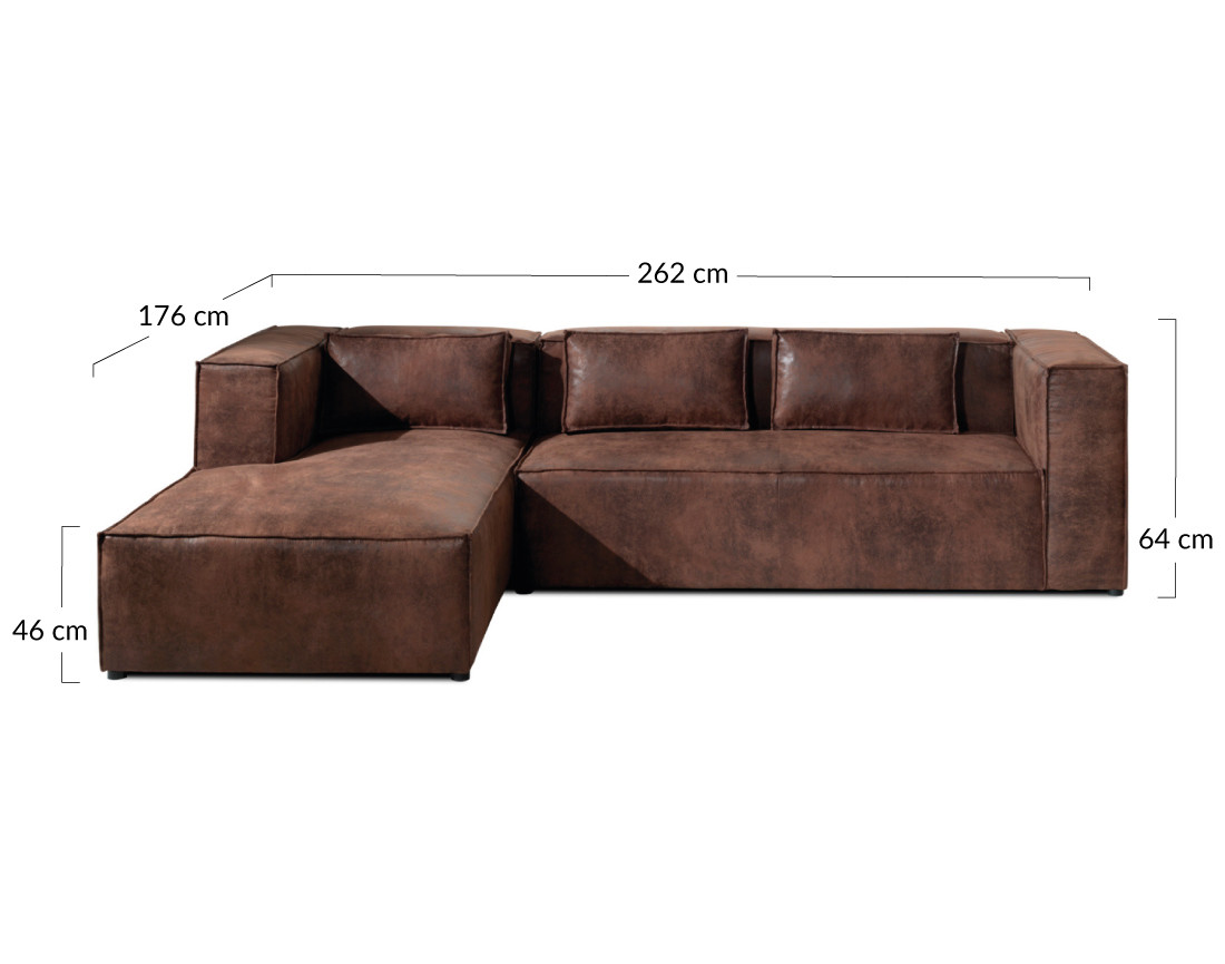 Stella - canapé d'angle - 4 places - style industriel - gauche