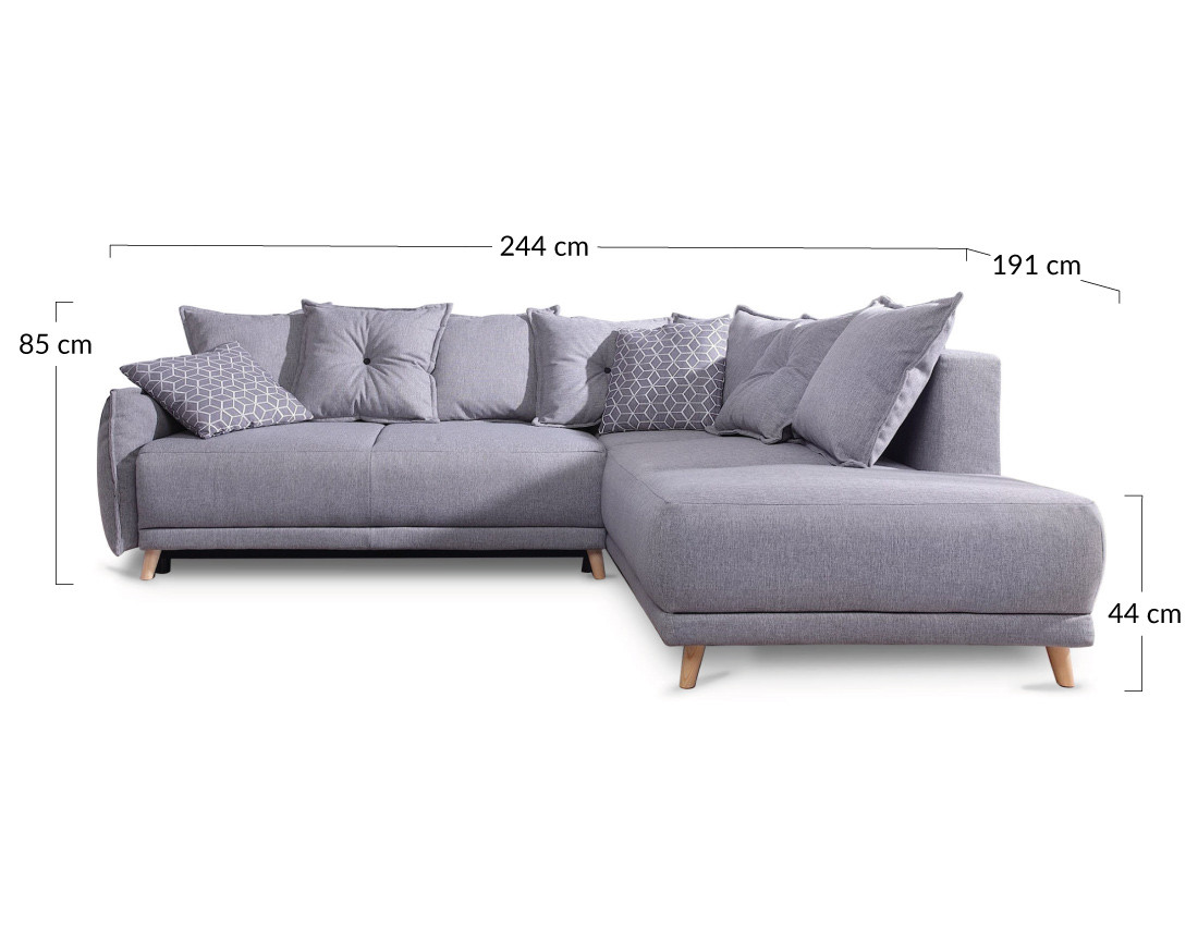 Lena - canapé d’angle droit gris foncé convertible au style scandinave