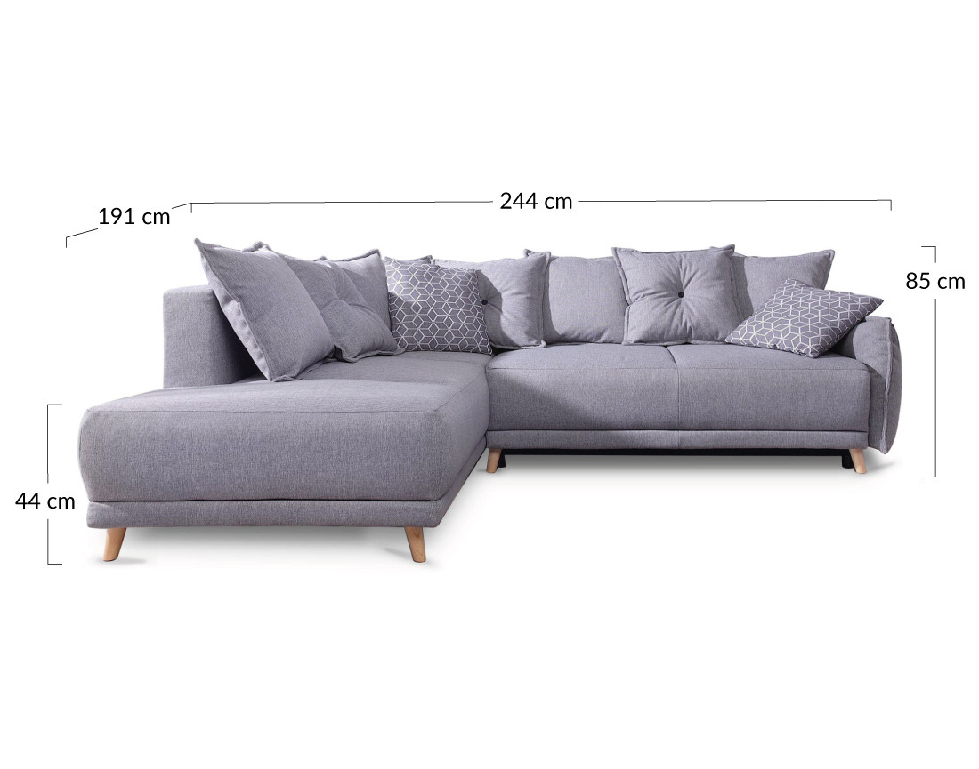 Lena - canapé d'angle gauche convertible - 5 places - latte - style scandinave