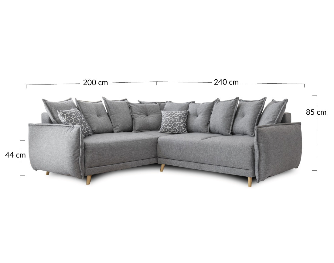 Canapé d'angle convertible Lena 5 places avec coffre style scandinave