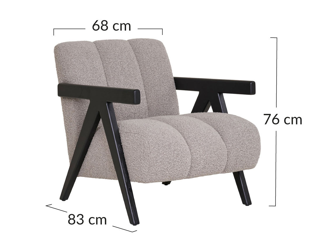 Fauteuil avec accoudoirs en tissu bouclette Almeria