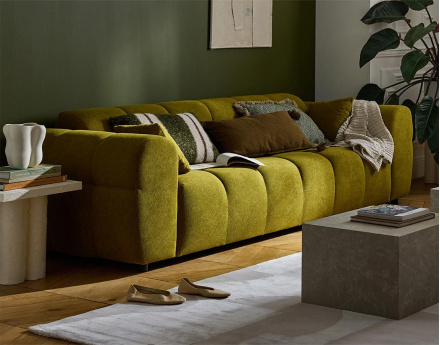 Canapé droit 3 places en tissu texturé Ray