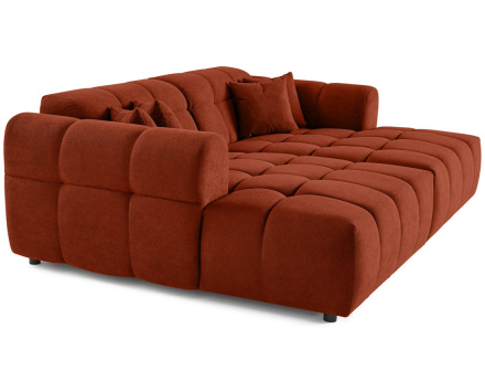 Canapé droit 4 places avec double méridienne en tissu texturé Ray