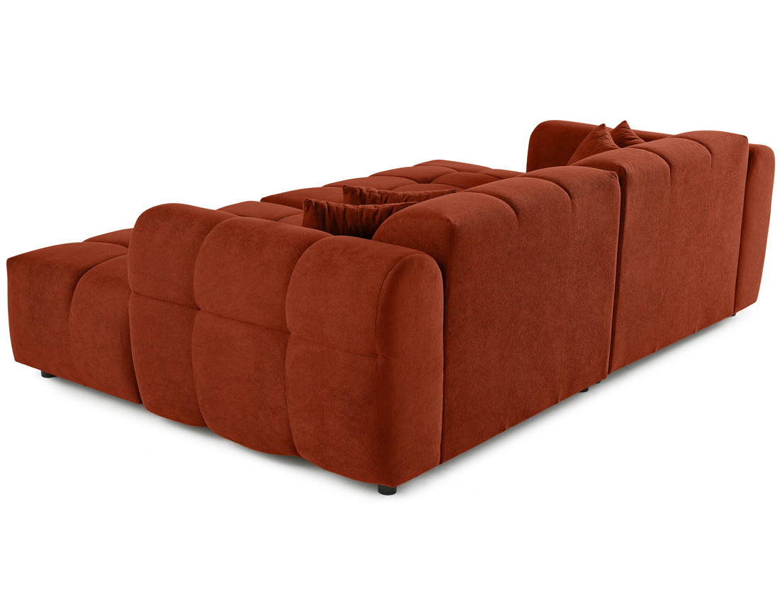 Canapé droit 4 places avec double méridienne en tissu texturé Ray