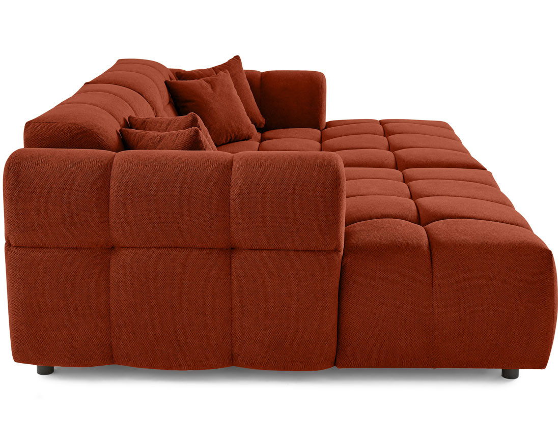 Canapé droit 4 places avec double méridienne en tissu texturé Ray