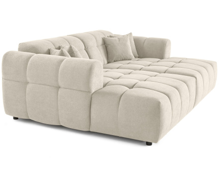 Canapé droit 4 places avec double méridienne en tissu texturé Ray