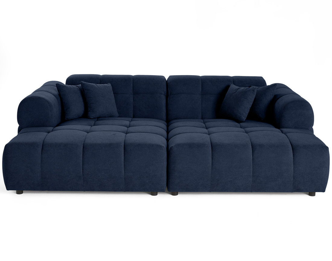 Canapé droit 4 places avec double méridienne en tissu texturé Ray