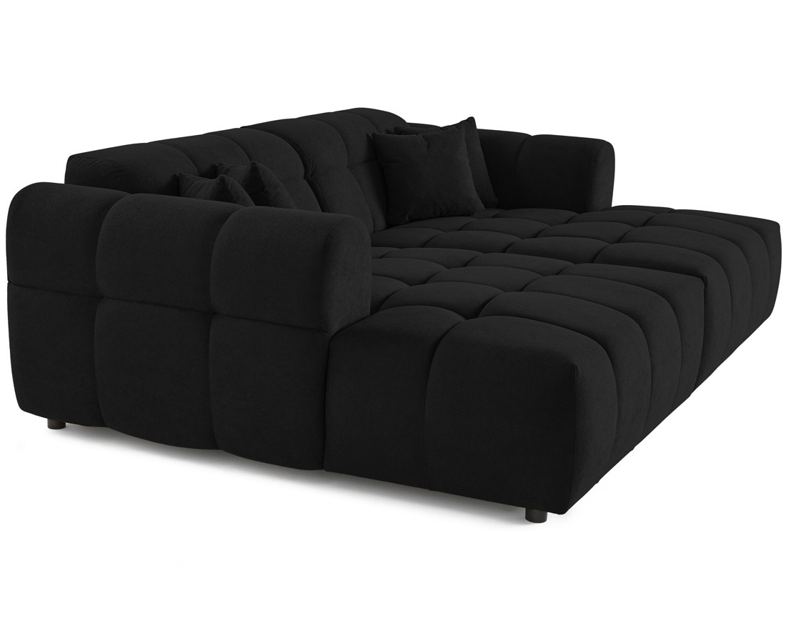 Canapé droit 4 places avec double méridienne en tissu texturé Ray