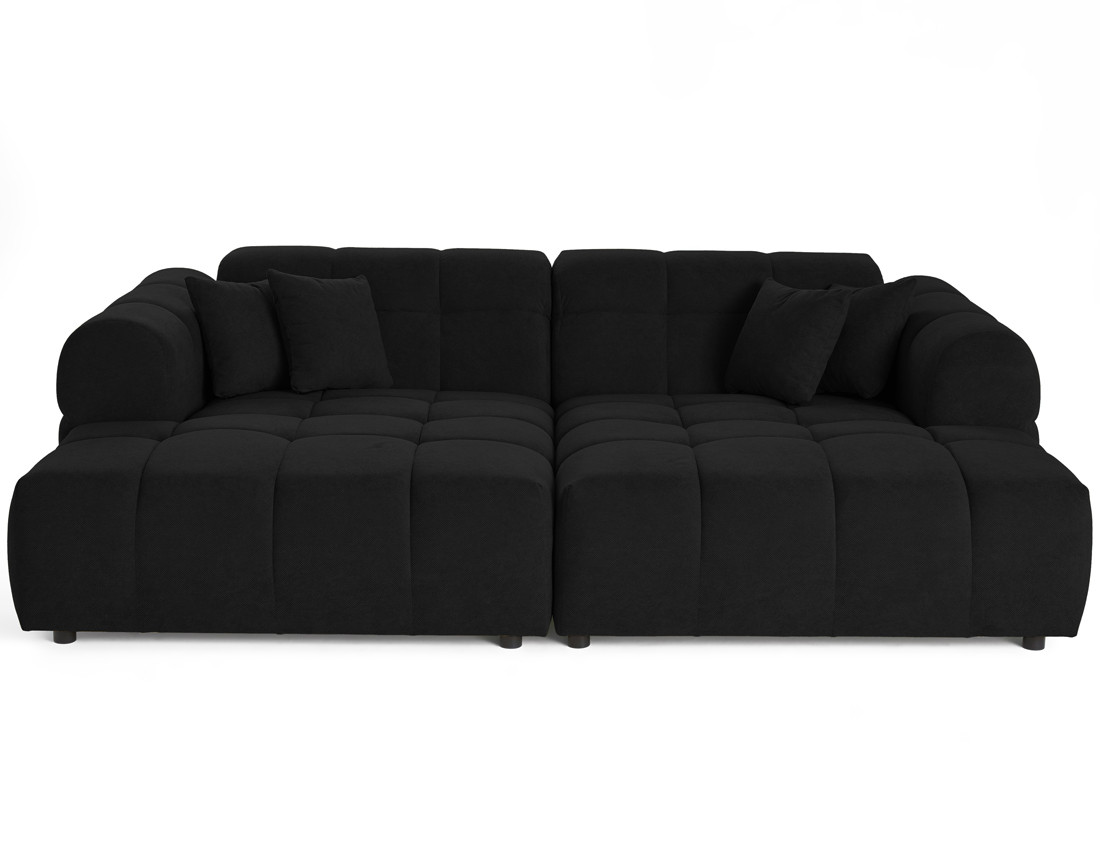 Canapé droit 4 places avec double méridienne en tissu texturé Ray