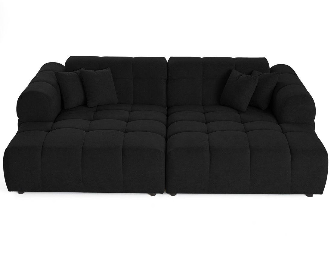 Canapé droit 4 places avec double méridienne en tissu texturé Ray