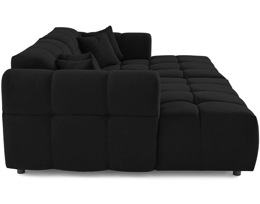 Canapé droit 4 places avec double méridienne en tissu texturé Ray