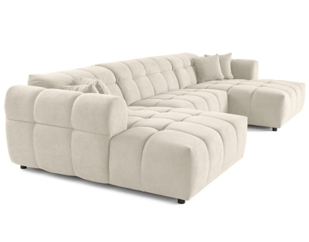 Canapé panoramique en U 7 places en tissu texturé Ray