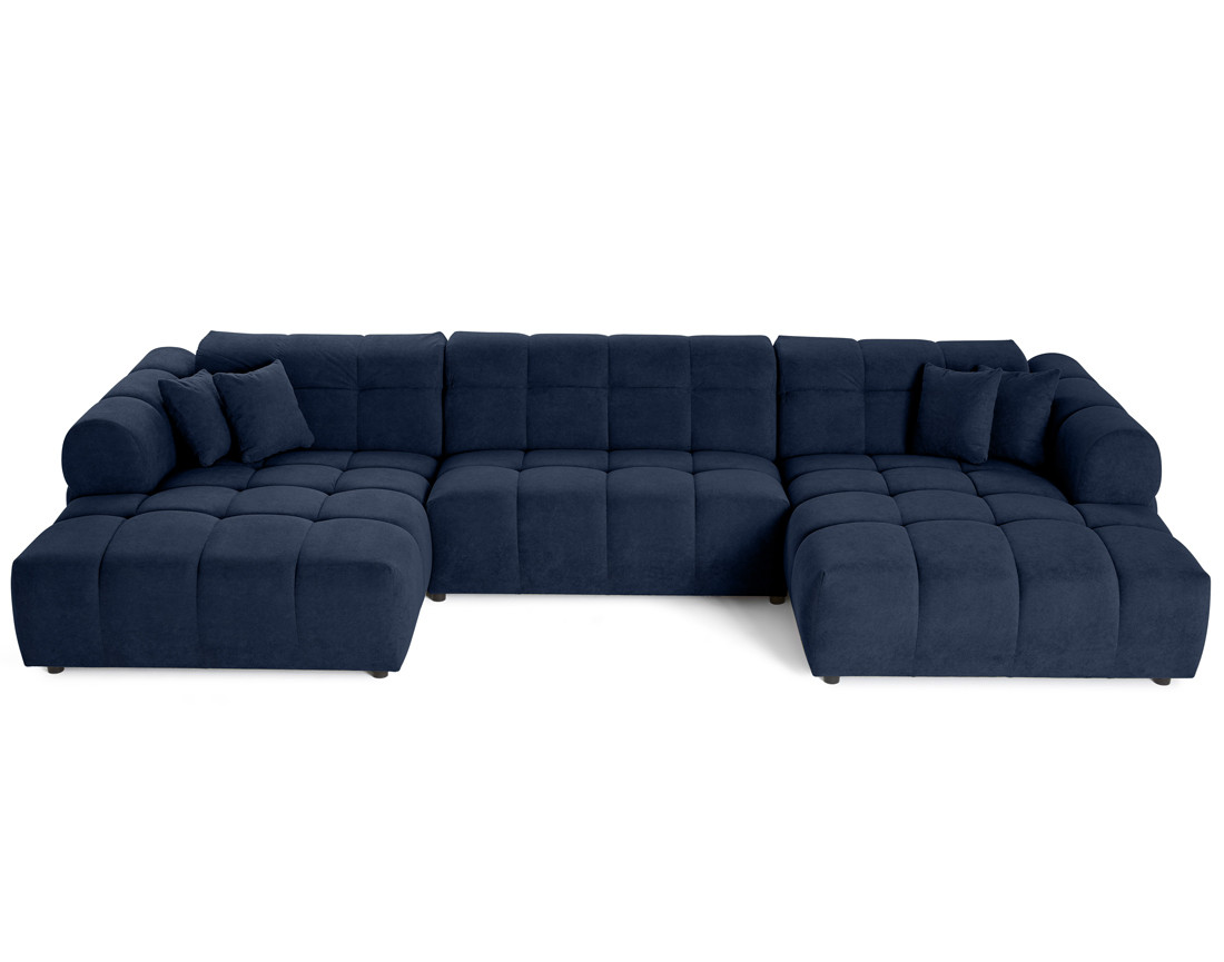 Canapé panoramique en U 7 places en tissu texturé Ray