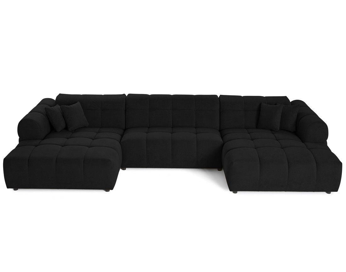 Canapé panoramique en U 7 places en tissu texturé Ray