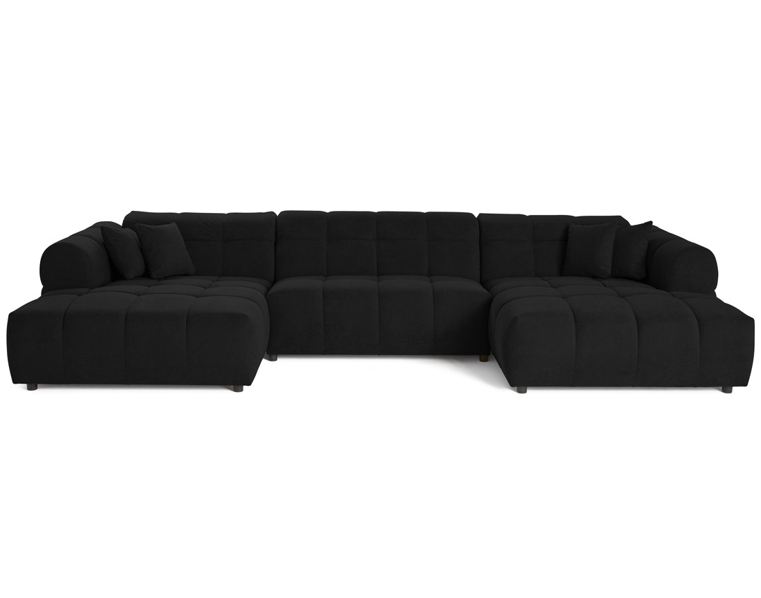 Canapé panoramique en U 7 places en tissu texturé Ray