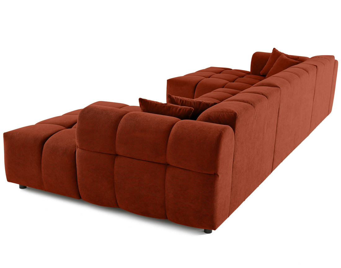 Canapé panoramique en U 7 places en tissu texturé Ray