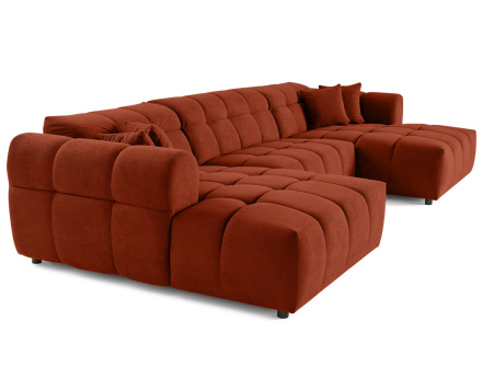 Canapé panoramique en U 7 places en tissu texturé Ray