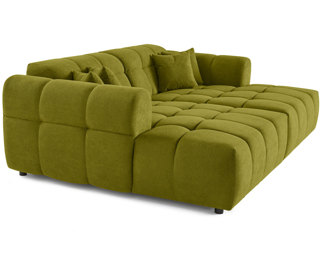 Canapé droit 4 places avec double méridienne en tissu texturé Ray