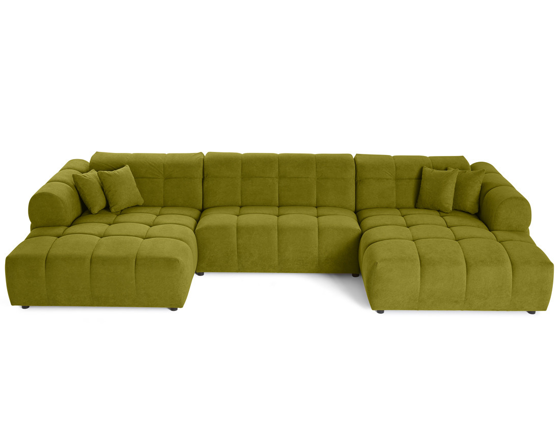 Canapé panoramique en U 7 places en tissu texturé Ray