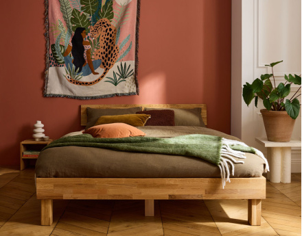 Cadre de lit 160x200 cm chêne massif Bonnie