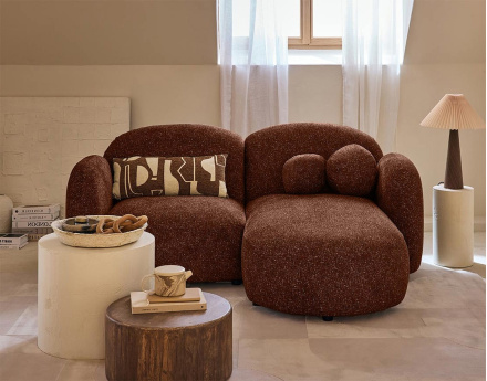 Canapé d'angle droit 3 places en tissu moucheté Velris